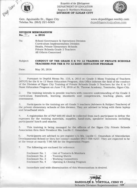 iligan city division|Division Memorandum .